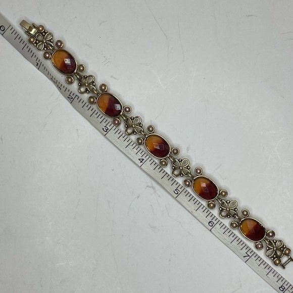 Monet Bracelet Gold Tone with Duo Color Cabochons - Picture 5 of 6